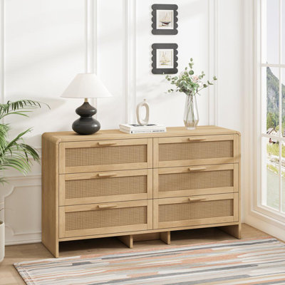 6-drawer Rattan Dresser With Arc Shaped Corner by Bay Isle Home
