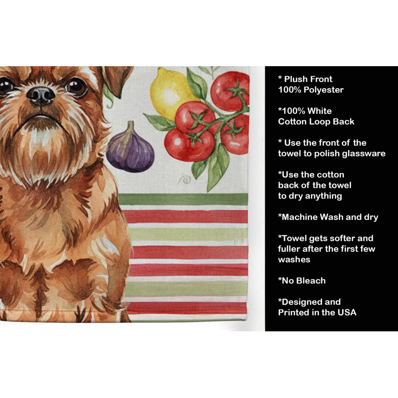 Red Brussels Griffon Vegetables Kitchen Towel, Red Brussels Griffon