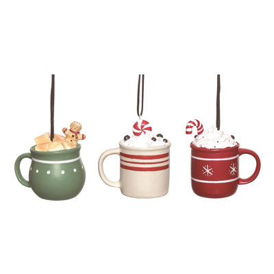  Resin Retro Hot Cocoa Ornament Set of 3 Christmas Home Decorations