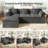 112" Cloud Modular Sectional Sofa, L-Shaped Corduroy Couches with Deep Seating, Dark Gray-1361617359