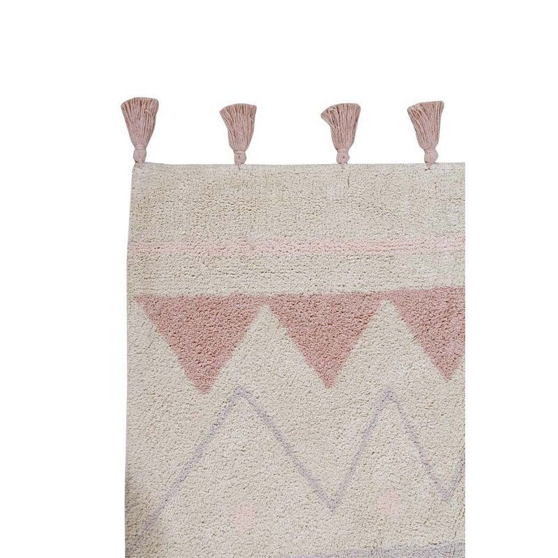 Azteca Cotton Moroccan Area Rug in Pink/Purple/Yellow, Rectangle 4'7" x 6'7"