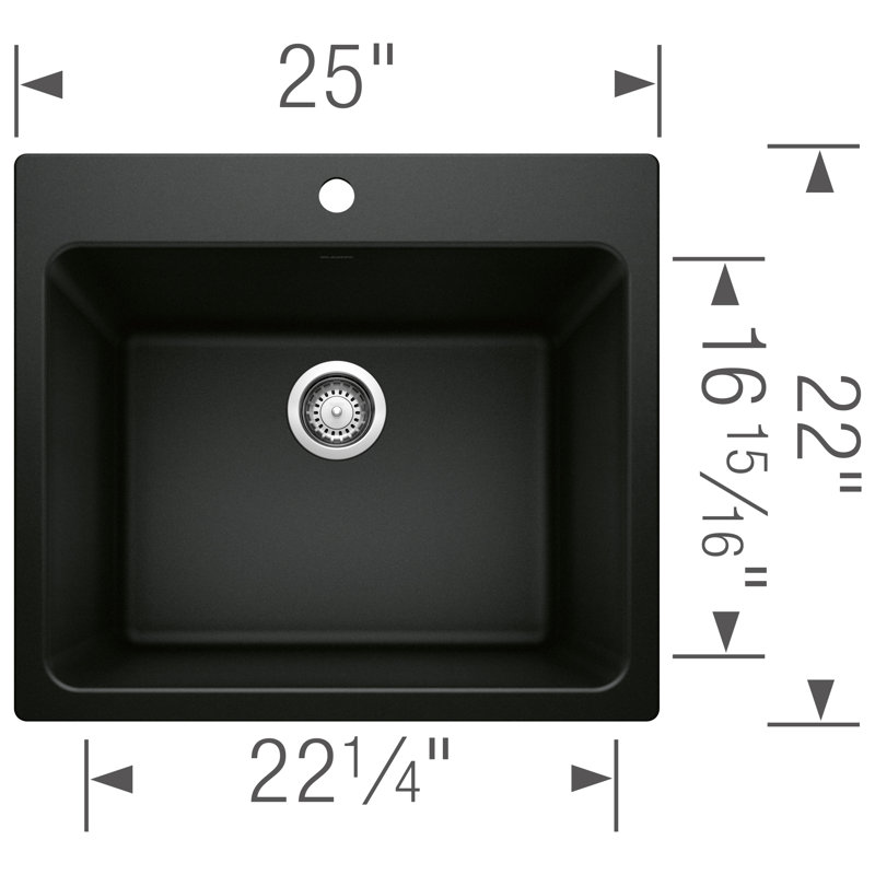 Liven 25'' L x 22'' W Dual Mount Laundry Sink with Faucet & Sink Cleaner, Coal Black