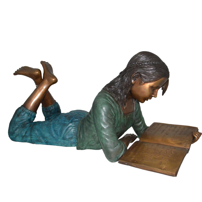 Kate Reading a Book Bronze Statue - Captivating Outdoor Elegant Sculpture, 42"Lx18"Wx17"H Figurines