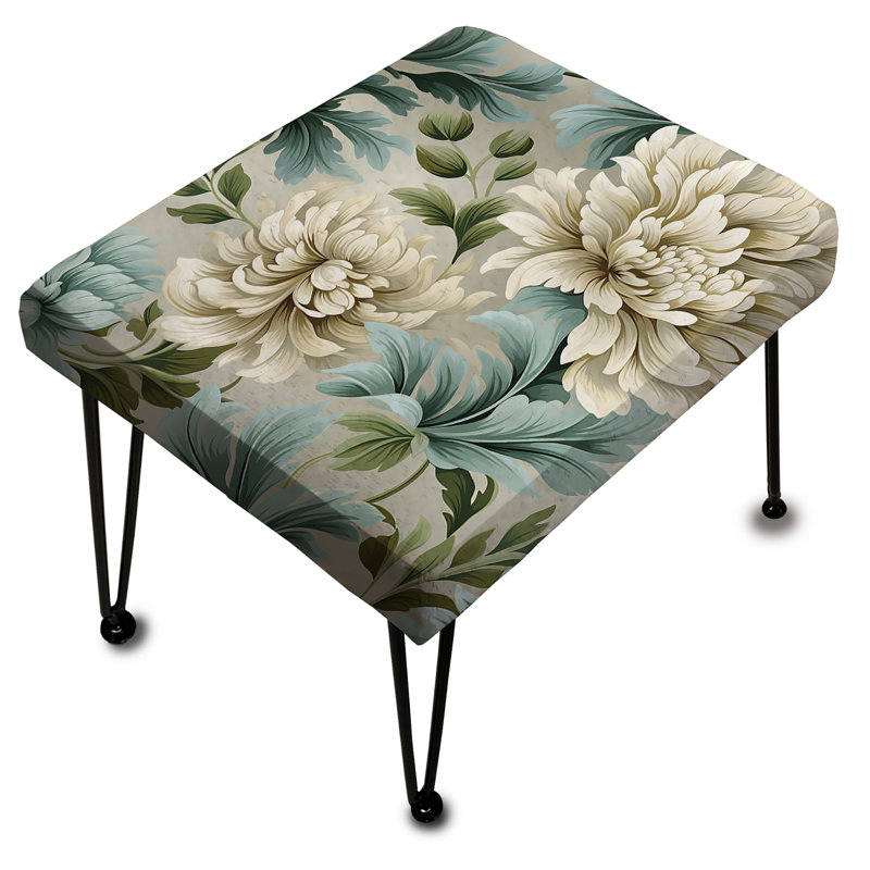 Petal Symphony Green Damask Harmony - Damask Rectangle Ottoman