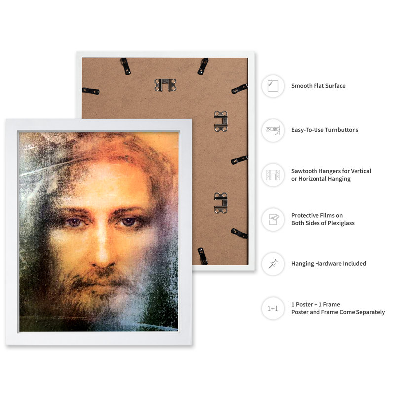 Visage de Jésus-Christ, Affiche, H 12 po x l 16 po, Encadrement blanc