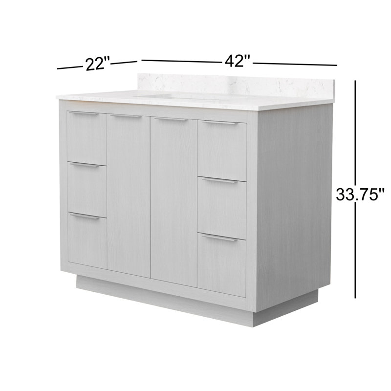 Maroni 42'' Light Straw Bathroom Vanity with Marble Top