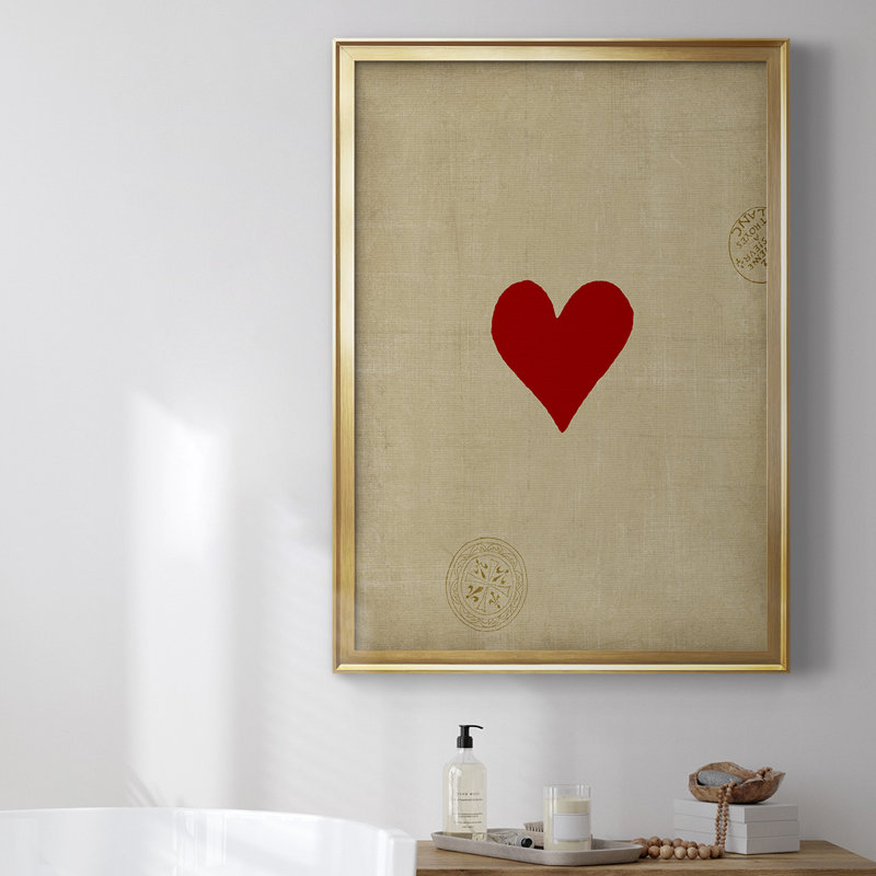 Heart - Single Picture Frame Print on Canvas, Gold, 36.5" H x 26.5" W x 1" D