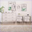 Ensemble de mobilier de chambre à coucher contemporain 3 pièces commode blanc aggloméré et amp; 2 tables de chevet avec miroir | Commodes combinées | Panneau de fibres à densité moyenne