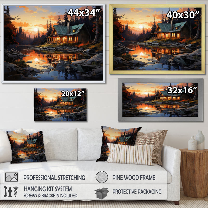 Canada Lakehouse Retreat IV - Imprimé, H 30 po x l 40 po x P 1,5 po, Cadre doré à une seule photo