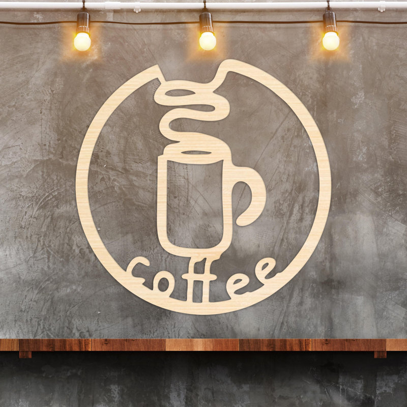 Cercle café, art mural - ACM, H 31,6 po x l 32 po x P 0,25 po, Blanc