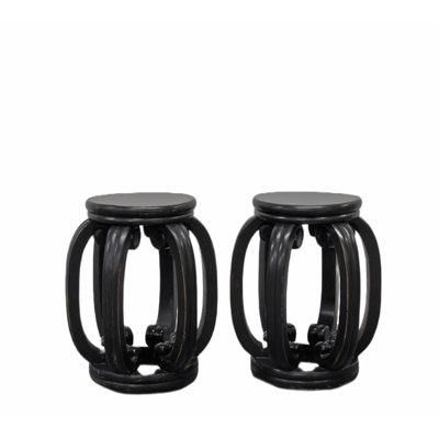 Asian Classic Solid Wood End Table Set