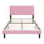 Structure de lit double tapissier avec tête de lit capitonnée en lin, support de lattes de bois, aucun sommier requis, rose-1102557154-1102556959