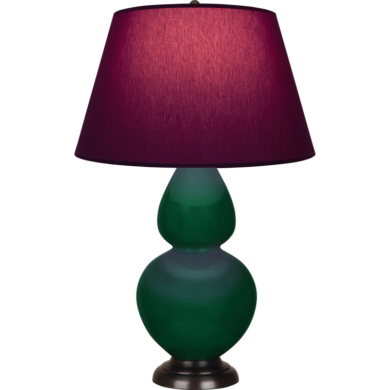 Lampe de table double gourde en céramique, Prune / lavande, Jungle glacé / bronze, Bronze