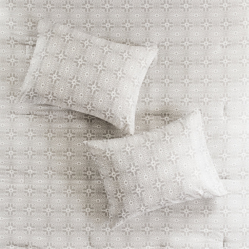 Ensemble de literie 6 pièces double / grand en coton réversible avec broderie inspirante