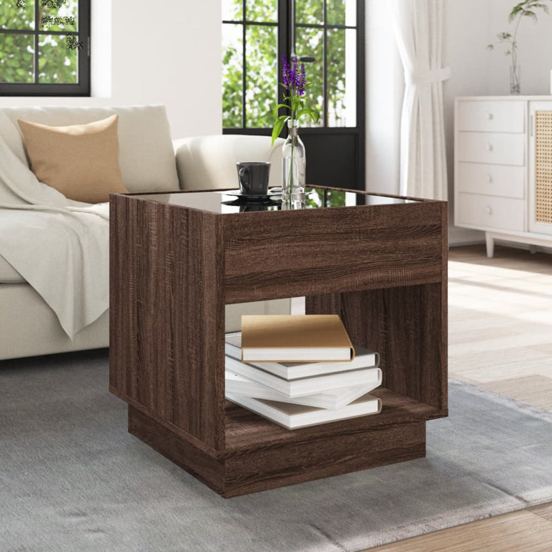 Dalten Coffee Table with Storage, 50cm H x 50cm L x 50cm W, Brown Oak