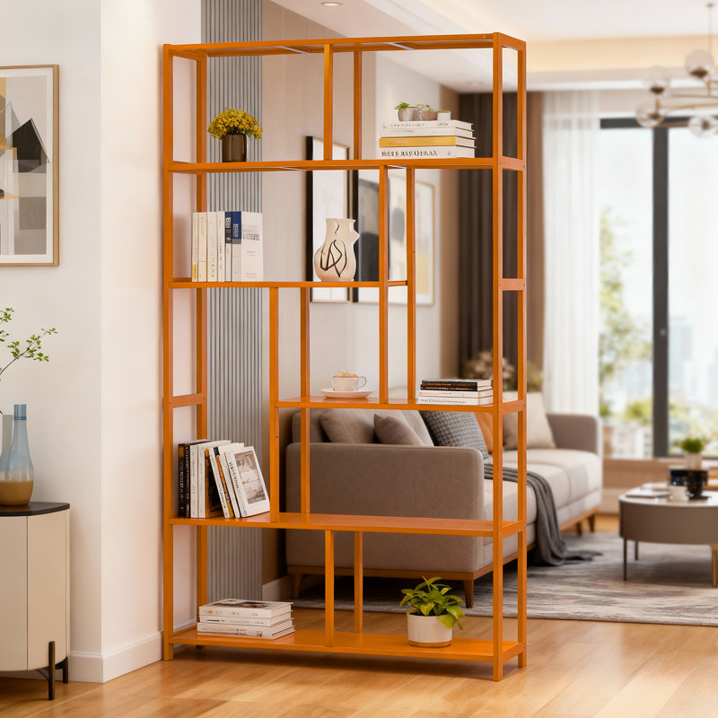 68.9" H x 39" W 5-Tier Bamboo Etagere Bookcase, Freestanding Tall Bookshelf Open Display Shelf for Living Room Bedroom