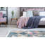 Tapis géométrique rectangulaire tissé à plat en coton rose / beige / gris Sivert-1661535556