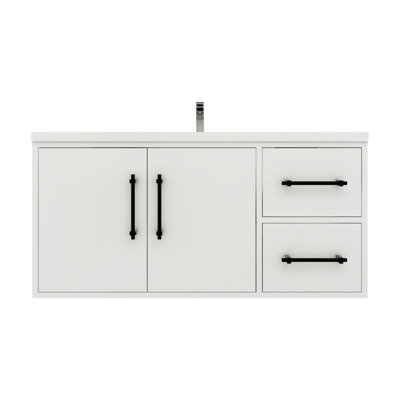 Victoria 41.7 " W Wall Mounted Wall Mounted 1 Single Vanity Bathroom Vanity With Acrylic Top