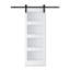 Porte de grange coulissante à 4 carreaux en verre blanc dépoli et bois manufacturé, 30 po x 84 po, avec trousse de quincaillerie d'installation-92611452