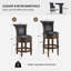 Tabourets de bar rembourrés Elveria avec structure en bois et garniture cloutée-106913305-106913300