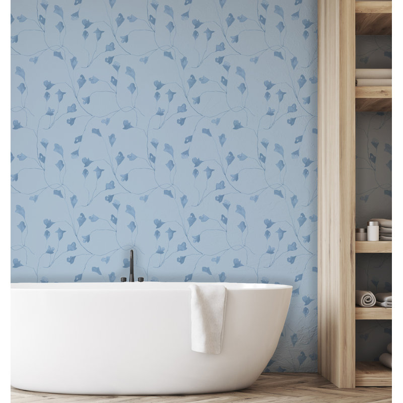 Susan Hable Floral Wallpaper Double Roll, Blue