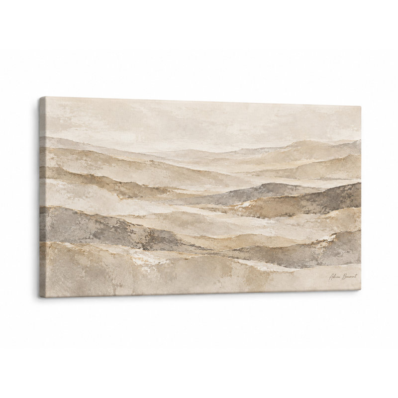Tableau panoramique sur toile tendue « Silent Taupe Hills », H 24 po x l 48 po x P 1,5 po