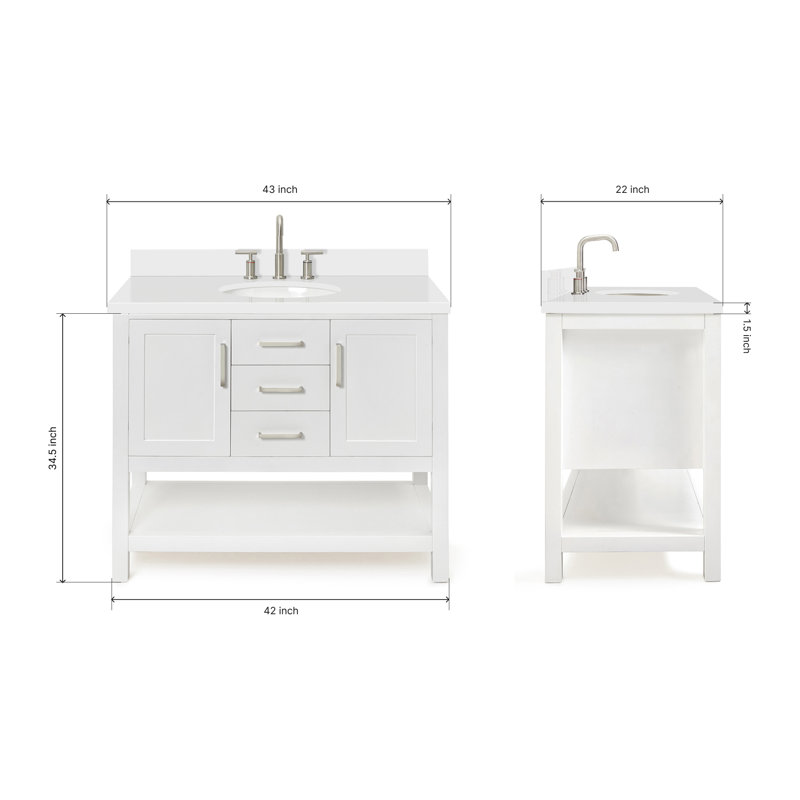 Bayhill 43'' W Single Vanity, White