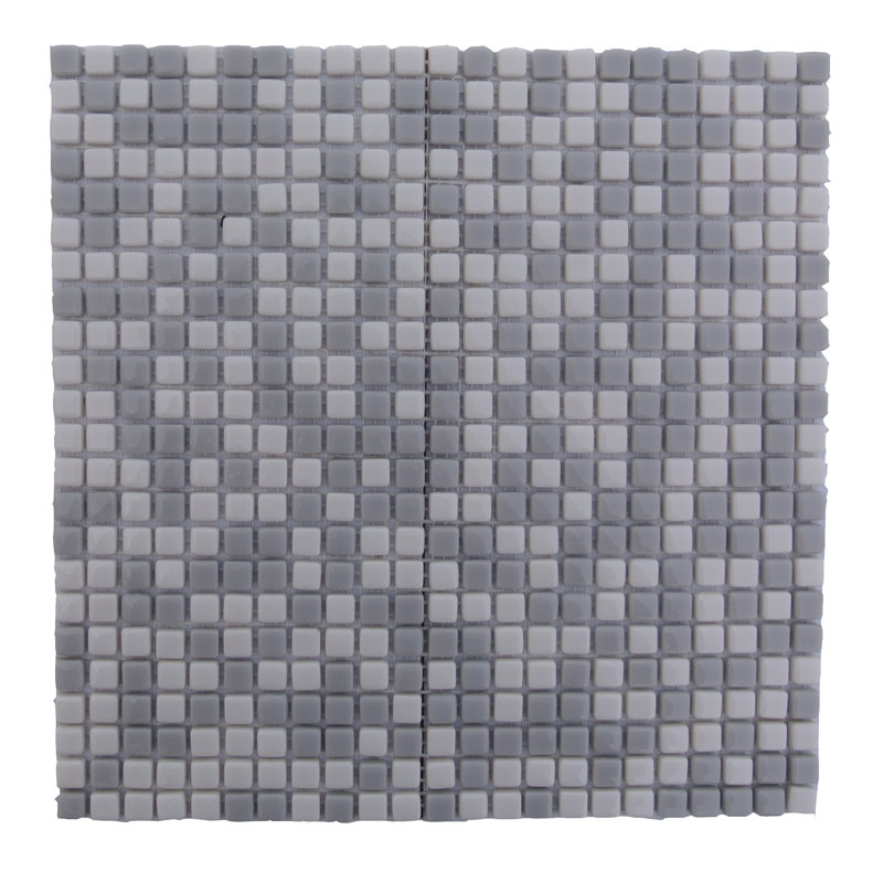 Carreau de mosaïque pour mur et plancher pleine grandeur en mosaïque de verre 0,5 po x 0,5 po, Gris