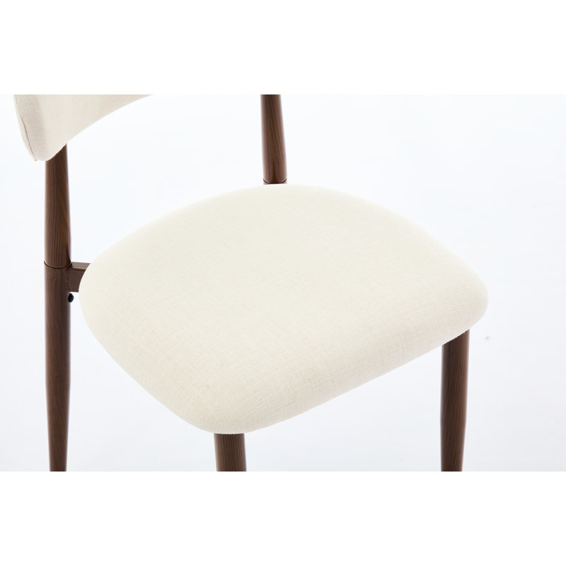 Chaises de salle à manger modernes modernes en métal beige de 2 pour la cuisine et le café, espace mince - Efficace avec grain de bois, structure, surface facile à nettoyer