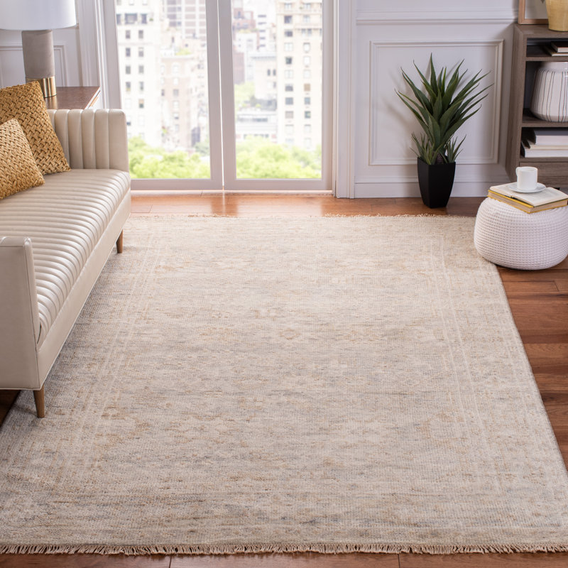 Gray Hand-Knotted Wool 6' x 9' Oriental Rug