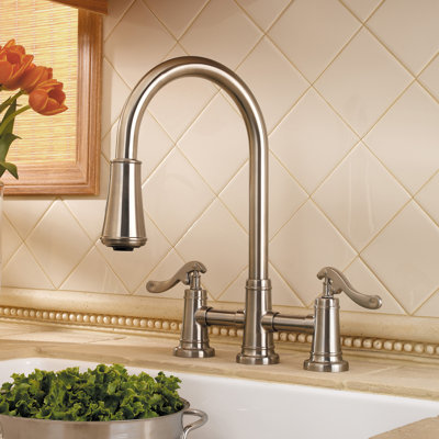 Ashfield Pull Down Double Handle Kitchen Faucet