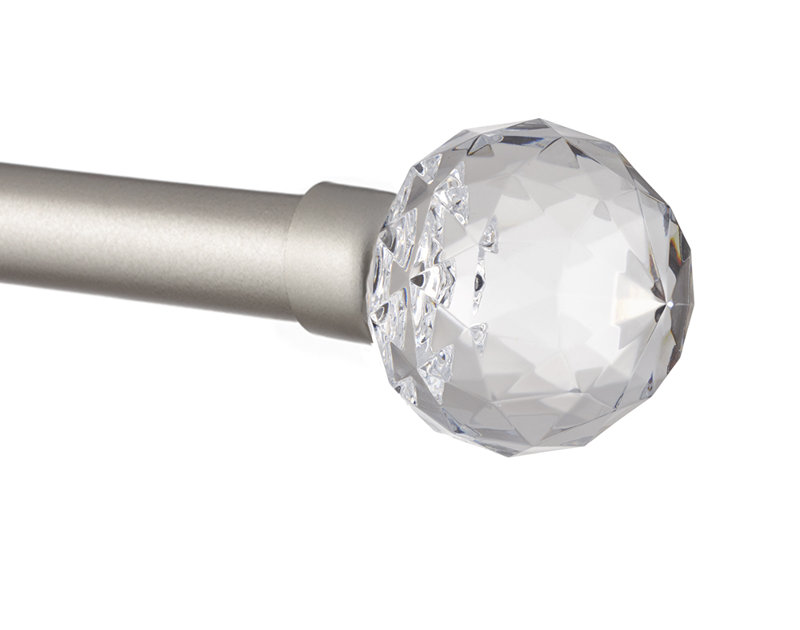 Ensemble de tringle à rideaux et fleuron EXCLUSIVE, 36 po - 72 po, Argent