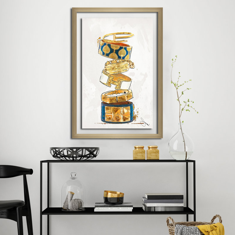 « pure gold », impression sur toile, H 27,5 po x l 21,5 po x P 0,75 po, Encadrement champagne