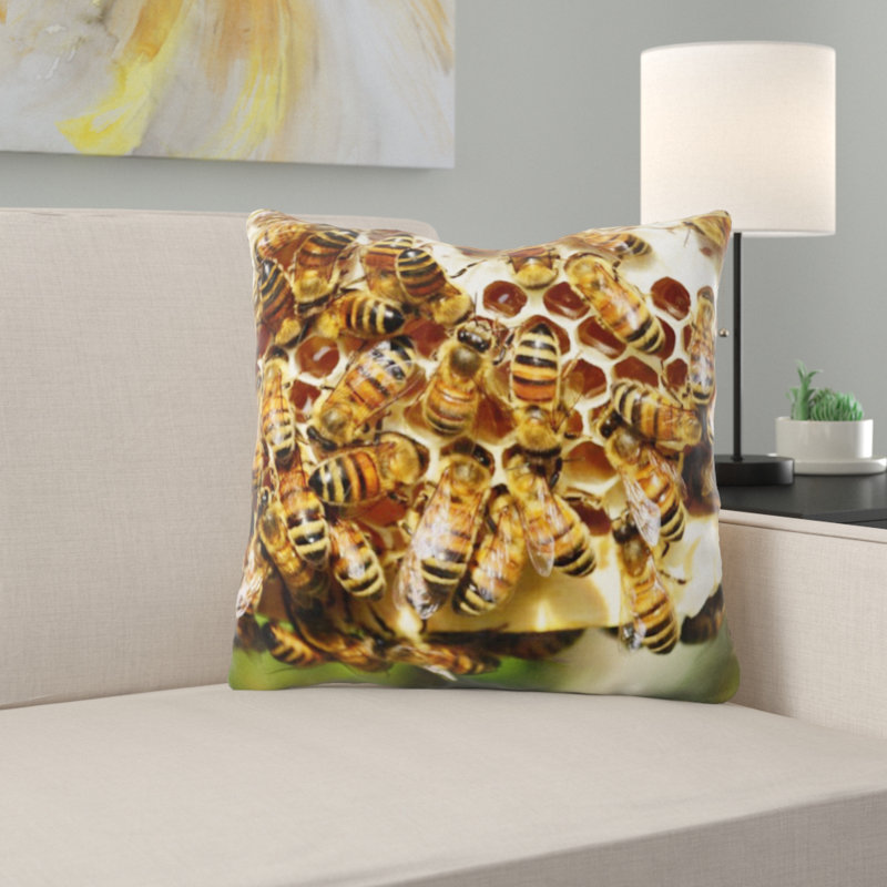 Coussin décoratif abeilles miel
