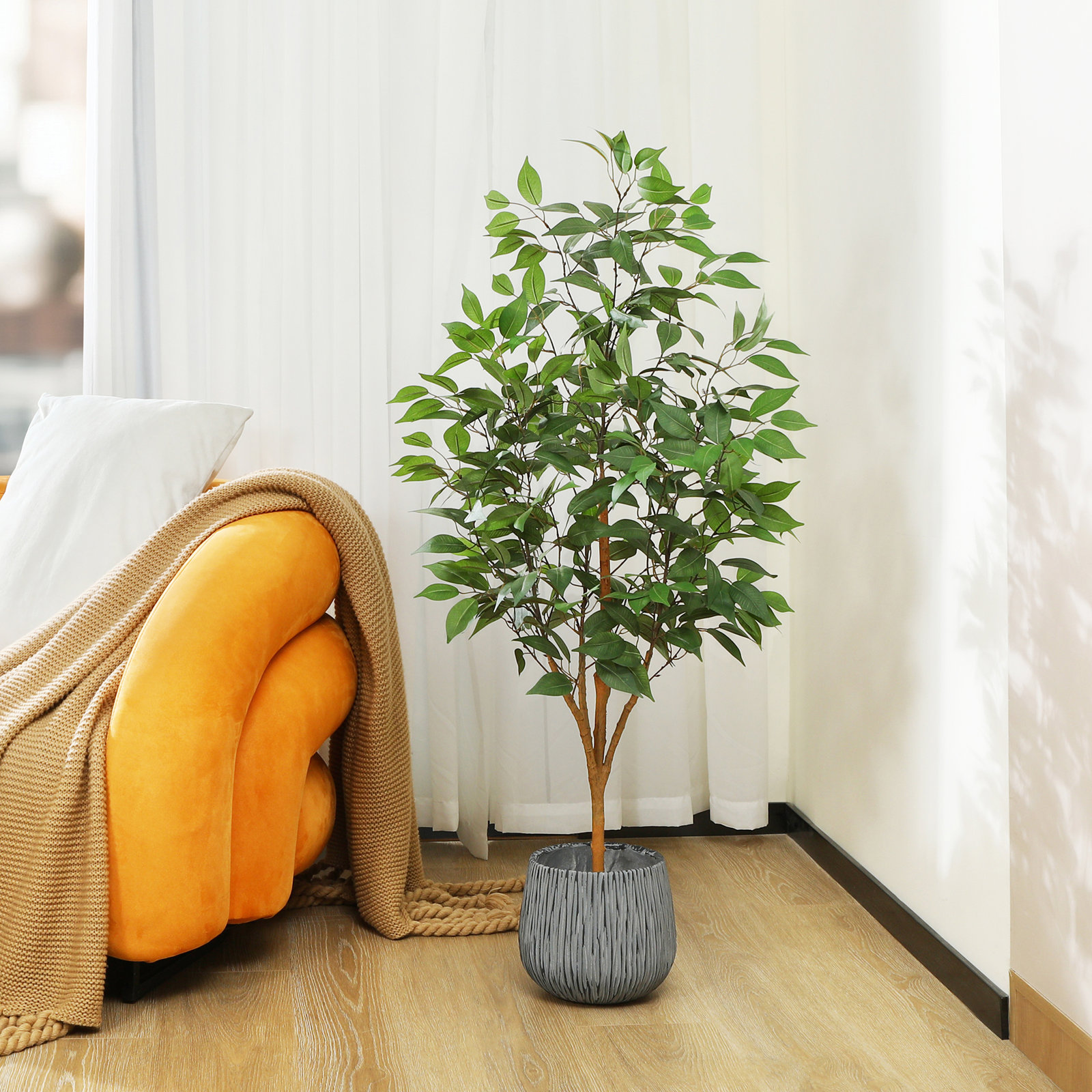 Adcock Ficus Tree in Pot, 47" H x 12" W x 12" D