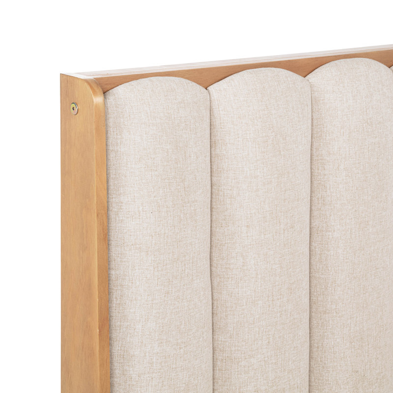 Lit plateforme tapissier en bois massif, Grand