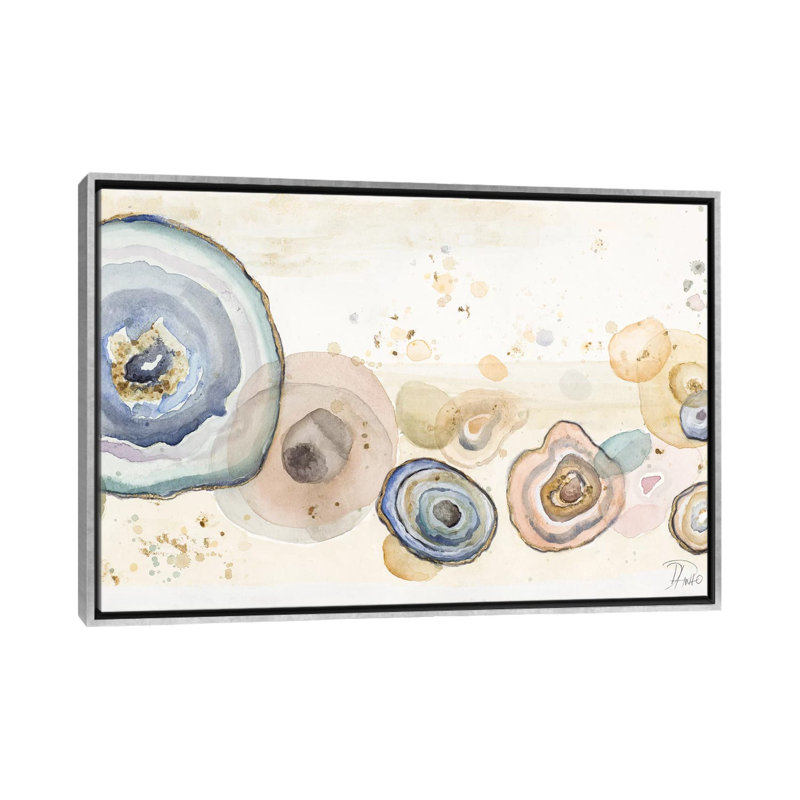 "Agates Flying Watercolor" par Patricia Pinto, reproduction d’art, H 40 po x l 60 po x P 1,5 po, Toile avec cadre argenté