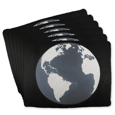 Earth Satellite View Braided Polyester Placemats Set of 6