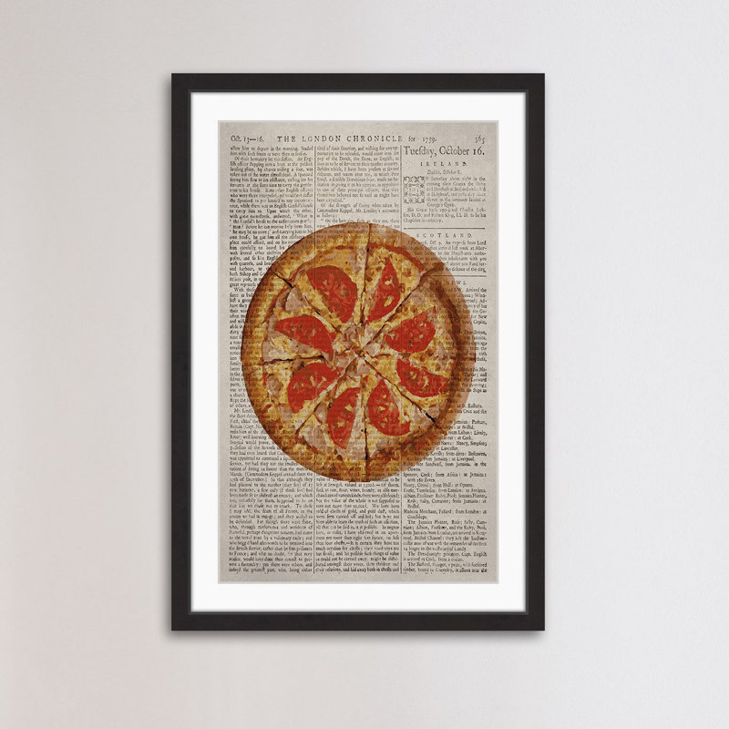 « salami pizza », reproduction d’art encadrée, H 45 po x l 30 po x P 1,5 po