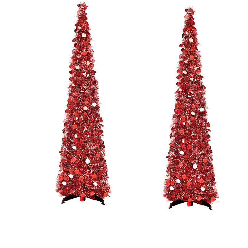 Arbre de Noël artificiel pliable de 5 pi, arbre de Noël en forme de guirlande de Noël argenté pour les fêtes de fin d'année