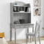 Bureau de direction rectangulaire gris en bois massif avec tiroirs-840241816