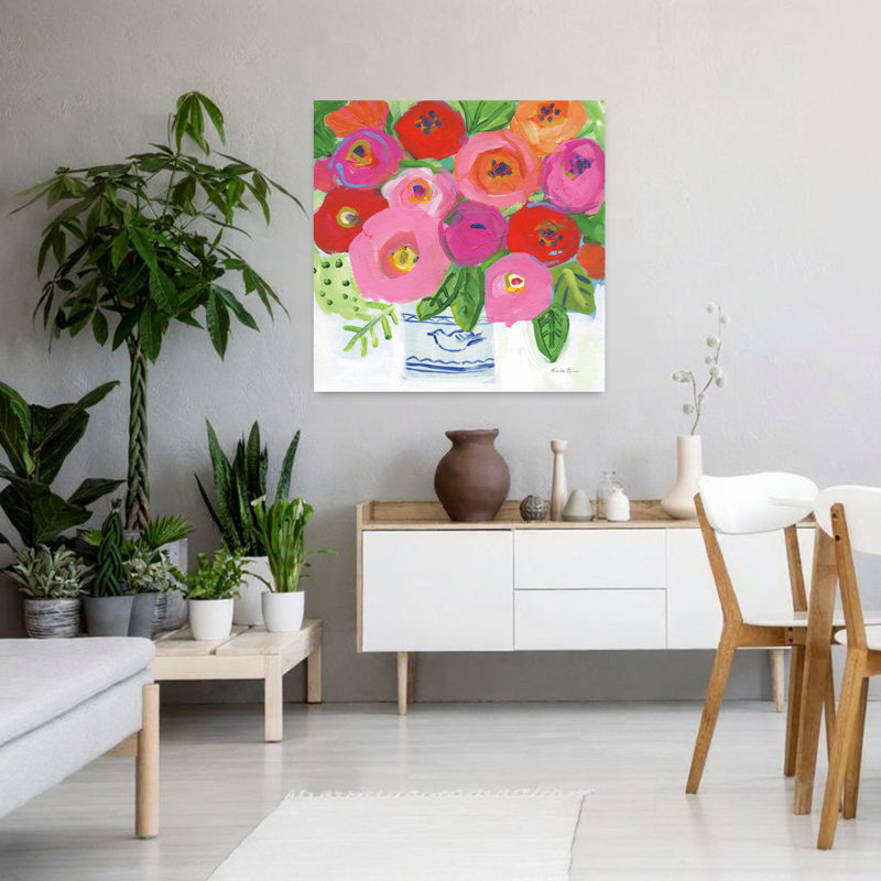 Bouquet contemporain contemporain avec art coloré vif, H 36 po x l 36 po