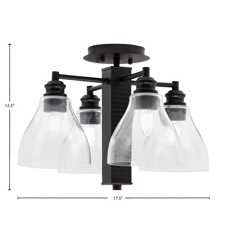Edge 4 Light Semi-Flush Shown With 6.25" Clear Bubble Glass, Espresso