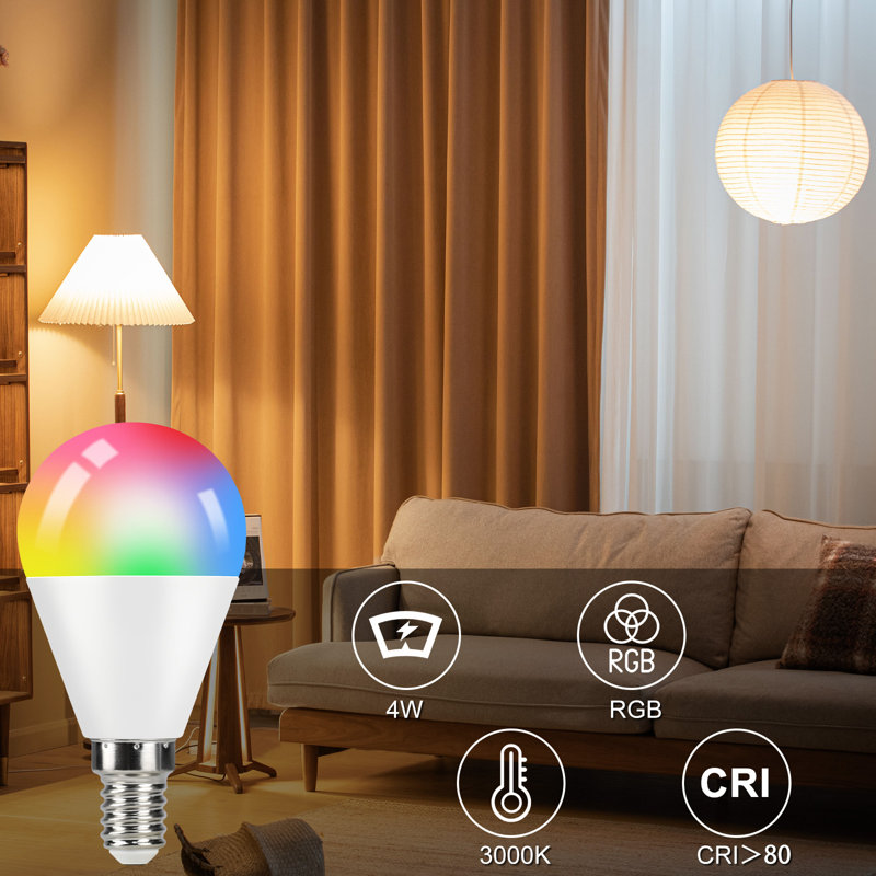 4er 4W E14 P45 LED Leuchtmittel Rund 3000K Warmweiß RGB Farbwechsel 16 Colours 4 Dynamic Modes