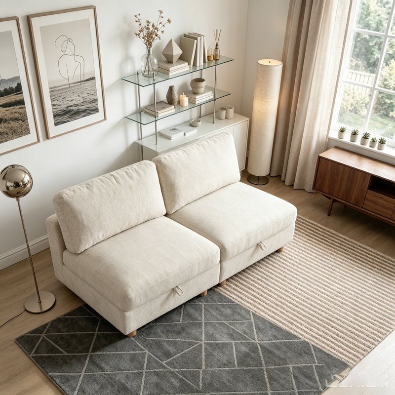 Canapé modulaire modulaire, Beige+2  Seat