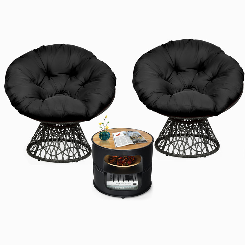 Blewitt 2 - Person Seating Group with Cushions, Black
