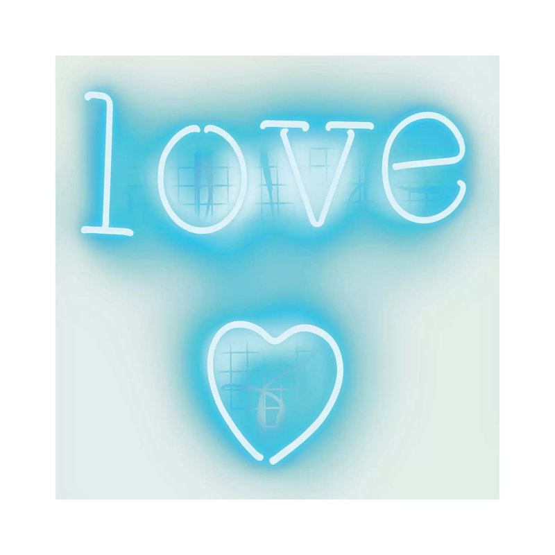 Neon Love Heart Aqua On White by Hailey Carr - Wrapped Canvas Print, 30.48 cm H x 30.48 cm W