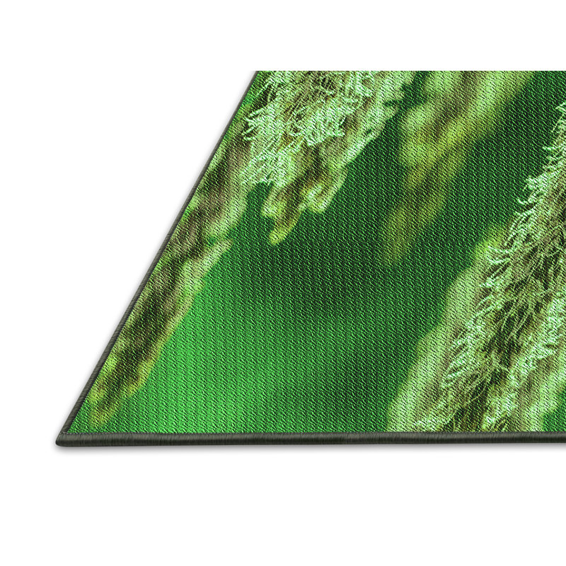 Tapis floral en laine vert, Rectangle 7 pi x 10 pi