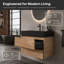 Meuble-lavabo mural 24 po, tiroirs noirs doux, lavabo à quartz en chêne, 2 tiroirs