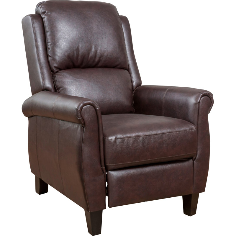 Serina Upholstered Recliner, Burgundy Brown/Espresso
